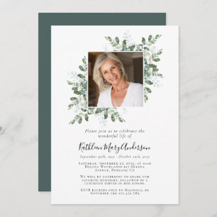 Eucalyptus Photo Celebration of Life Memorial Invitation