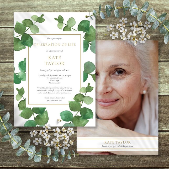 Eucalyptus Photo Funeral Celebration of Life Invitation (Eucalyptus Photo Funeral Celebration of Life Invitation)