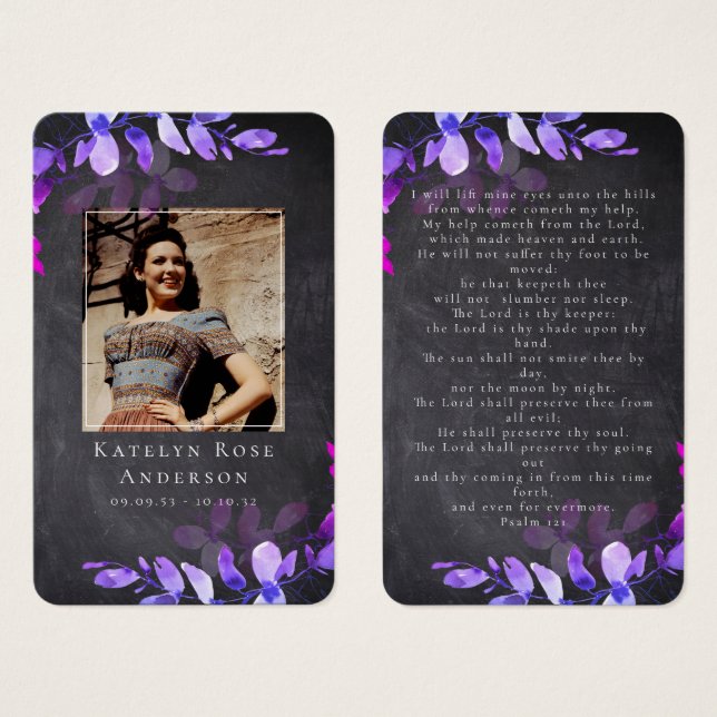 Eucalyptus Photo Funeral Memorial Prayer Card (Front & Back)