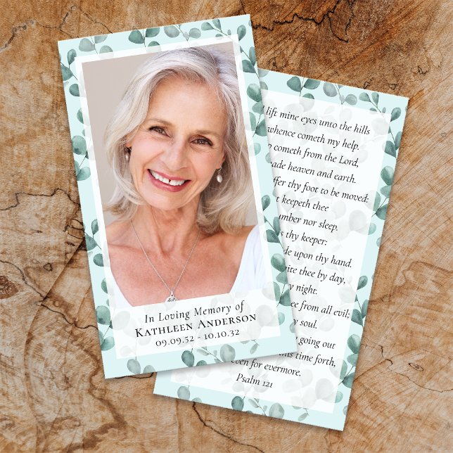 Eucalyptus Photo Funeral Memorial Prayer Card (Creator Uploaded)