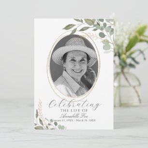 Eucalyptus Photo Funeral Order Of Service Program Invitation