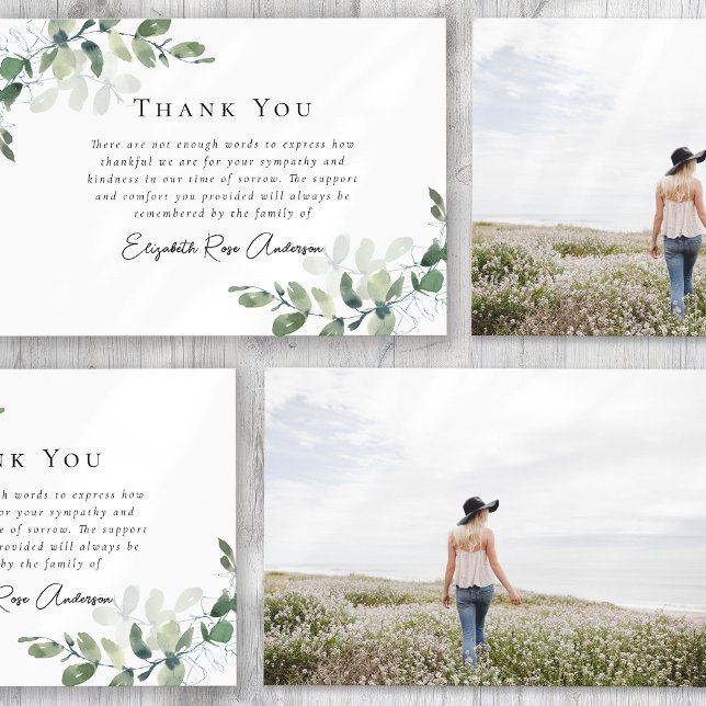 Eucalyptus Photo Funeral Thank You Card (Creator Uploaded)