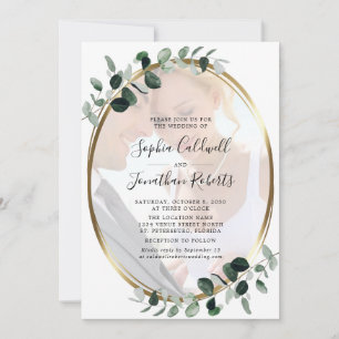 Eucalyptus Photo Gold Website RSVP Wedding Invitation