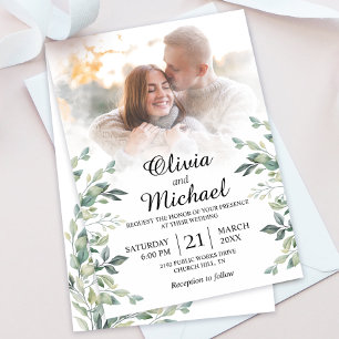 Eucalyptus PHOTO Greenery Geometric Wedding Invitation