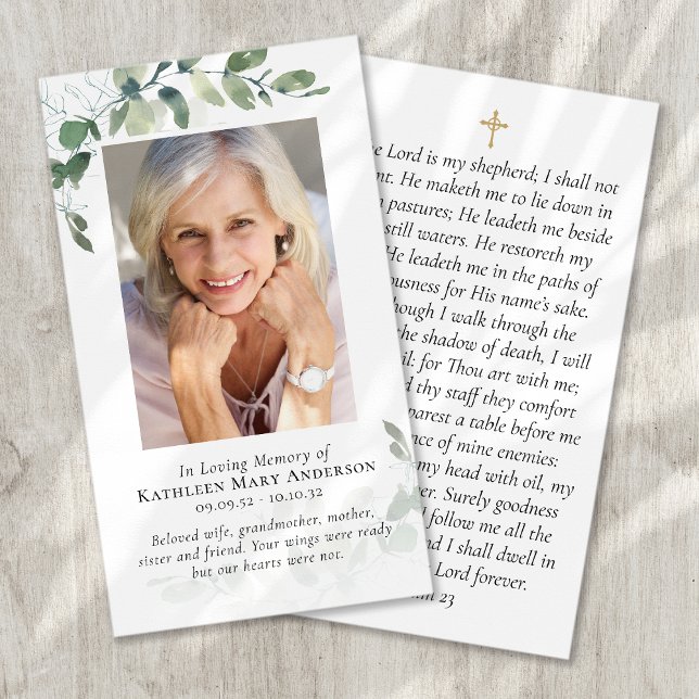 Eucalyptus Photo Memorial Prayer Card (Creator Uploaded)