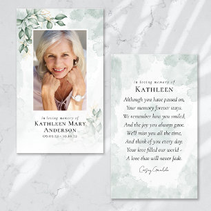 Eucalyptus Photo Memorial Prayer Card