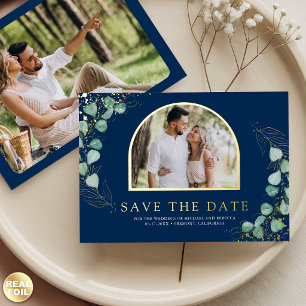 Eucalyptus Photo Navy Wedding Save the Date
