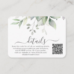 Eucalyptus Photo QR Code Wedding Details Enclosure Card