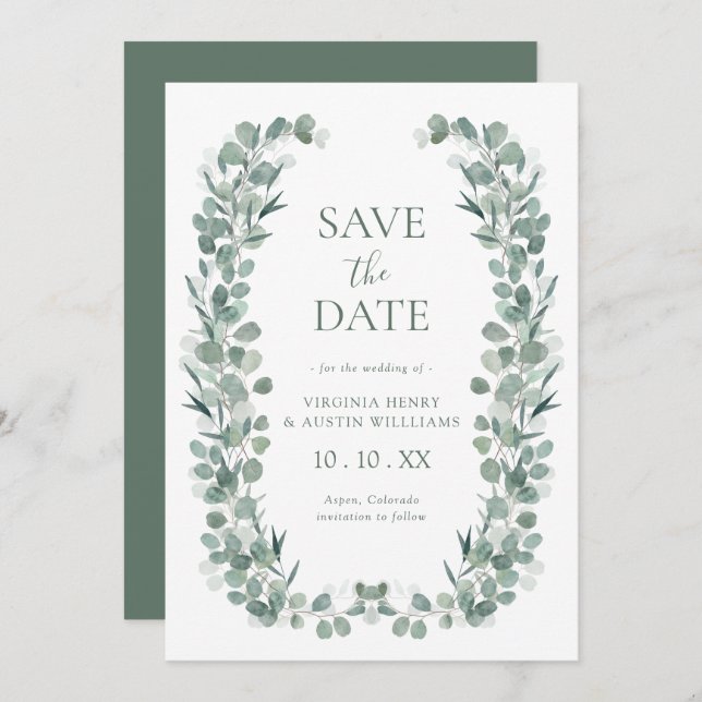 Eucalyptus Photo Save The Date (Front/Back)