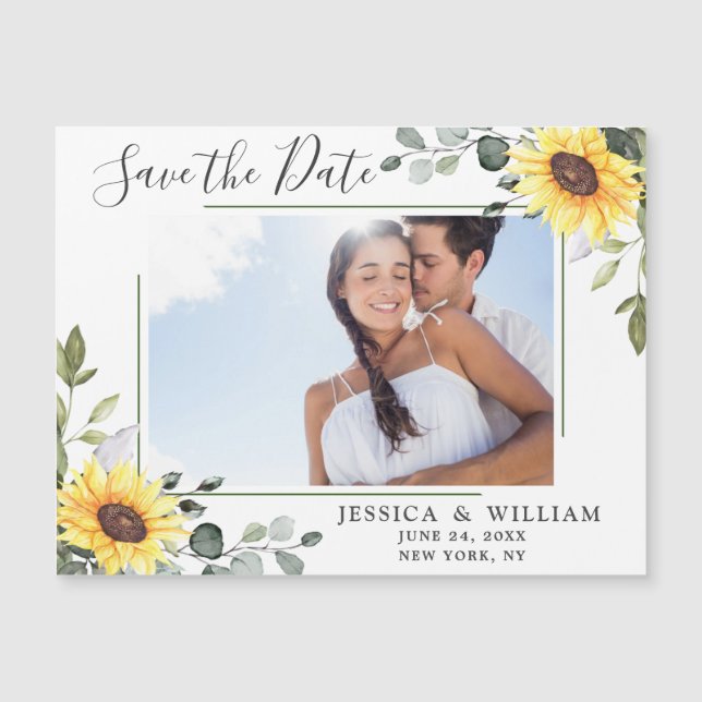 Eucalyptus PHOTO Save the Date Magnetic Card (Front)