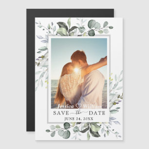 Eucalyptus PHOTO Save the Date Magnetic Card