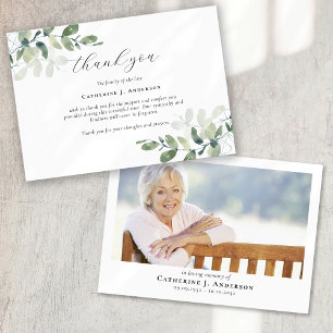 Eucalyptus Photo Sympathy Funeral Memorial Thank You Card