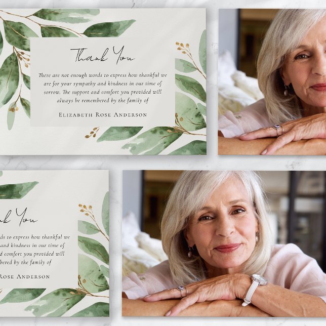 Eucalyptus Photo Sympathy Funeral  Thank You Card (Creator Uploaded)