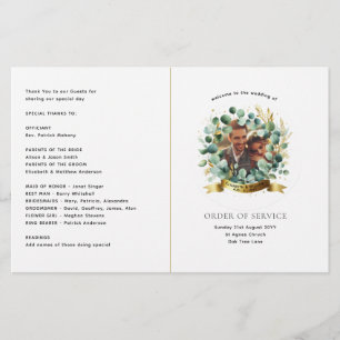 Eucalyptus PHOTO Wedding Program  Greenery PAPER