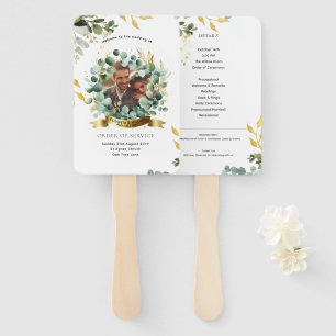 Eucalyptus PHOTO Wedding Program Greenery PAPER Hand Fan