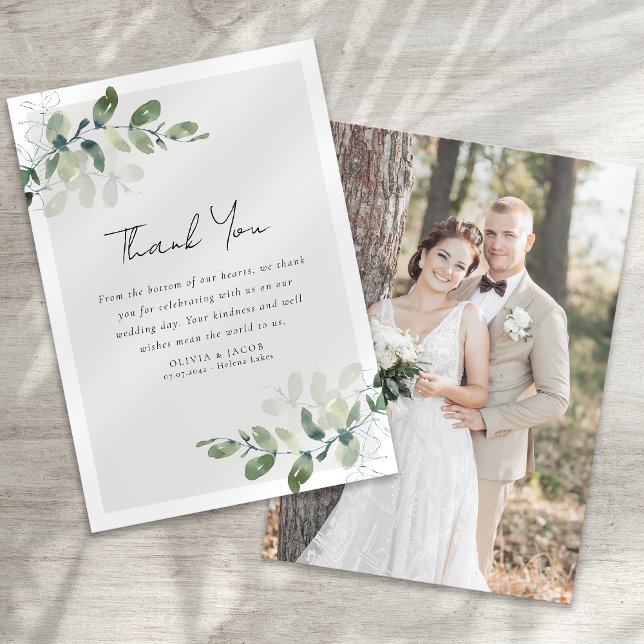 Eucalyptus Photo Wedding Thank You Card (Creator Uploaded)