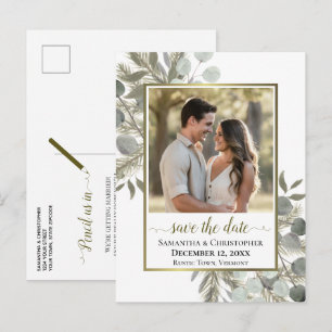 Eucalyptus & Pine Wedding Save the Date Photo Announcement Postcard