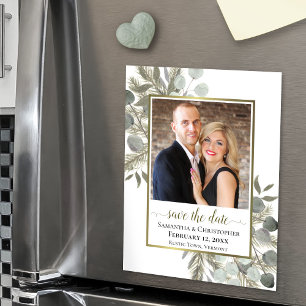 Eucalyptus Pine Wedding Save the Date Photo Magnet