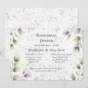 Eucalyptus Pink Blush Wedding Rehearsal Dinner Invitation
