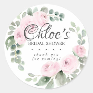 Eucalyptus Pink Floral Bridal Shower Thank You Classic Round Sticker
