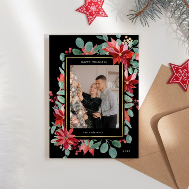 Eucalyptus Poisenttia Floral Photo Holiday Card (Creator Uploaded)