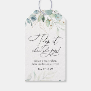 Eucalyptus Pop it when She Pops Baby Shower Gift Tags