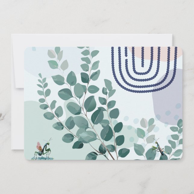 Eucalyptus Praying Mantis Australian Botanical Art Invitation (Front)