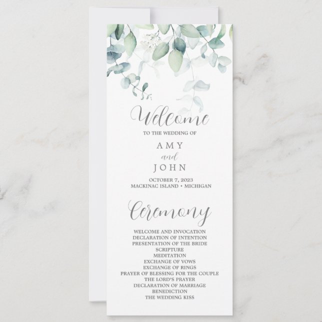 Eucalyptus Program for Amy (Front)