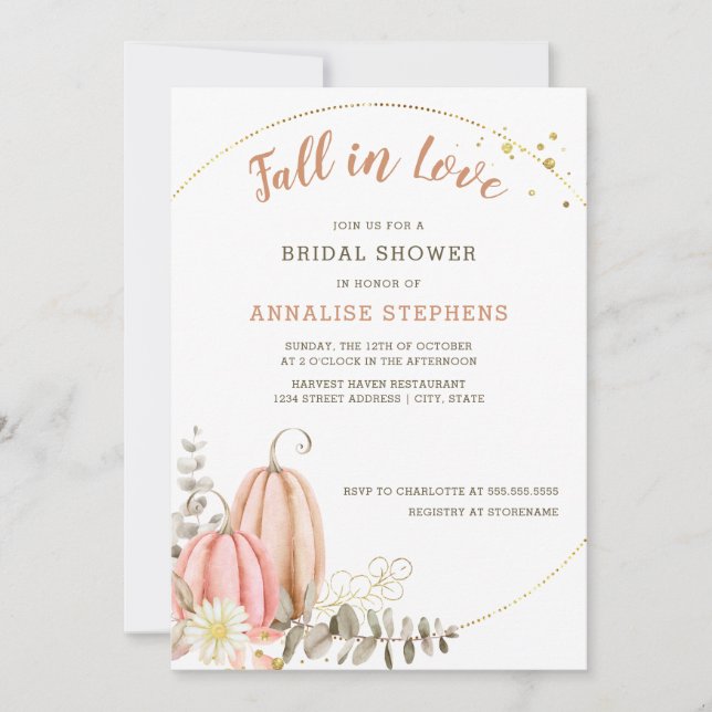 Eucalyptus Pumpkin Fall Bridal Shower Invitation (Front)