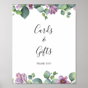 Eucalyptus Purple Greenery Cards and Gifts Sign