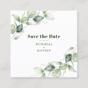 Eucalyptus QR Code Minimalist Save the Date Card