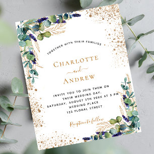 Eucalyptus QR code RSVP budget wedding invitation