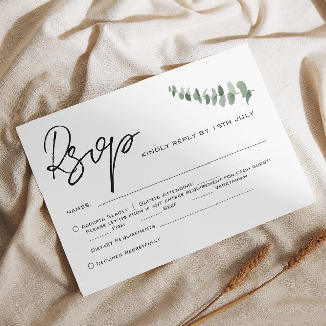 Eucalyptus QR Code Wedding RSVP Card (Creator Uploaded)