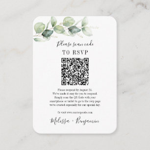 Eucalyptus QR Code Wedding RSVP Minimalistic Enclosure Card