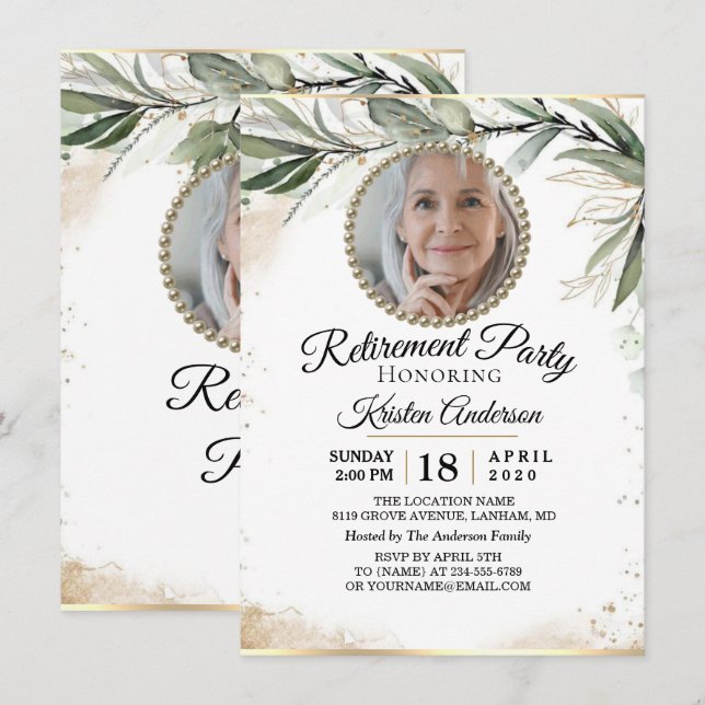 Eucalyptus Retirement Party Invitation (Front/Back)