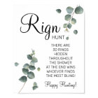 Eucalyptus Ring Ring bridal shower game sign