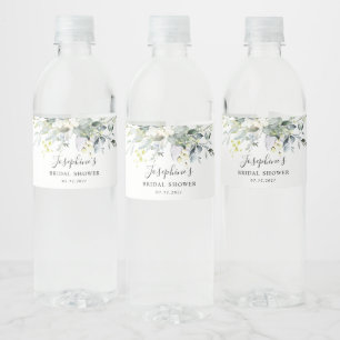 Eucalyptus Roses Bridal Shower Water Bottle Label