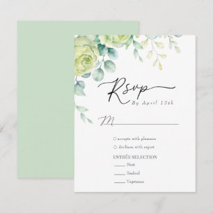 Eucalyptus Roses   Elegant Boho Greenery Wedding RSVP Card