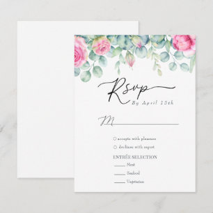 Eucalyptus Roses   Elegant Boho Greenery Wedding RSVP Card