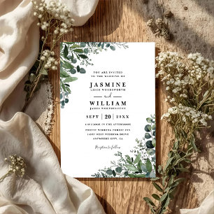 Eucalyptus Rustic Elegant Modern QR Code Wedding Invitation