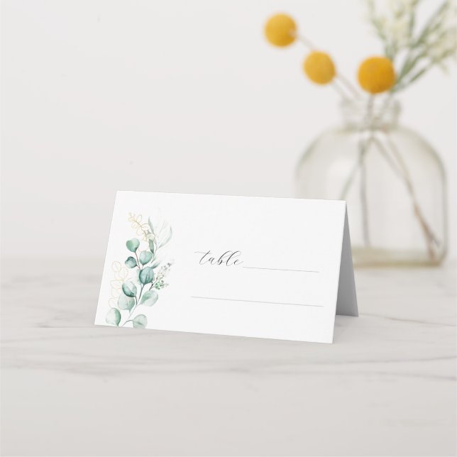Eucalyptus Rustic Greenery Sage Wedding Place Card (Front)
