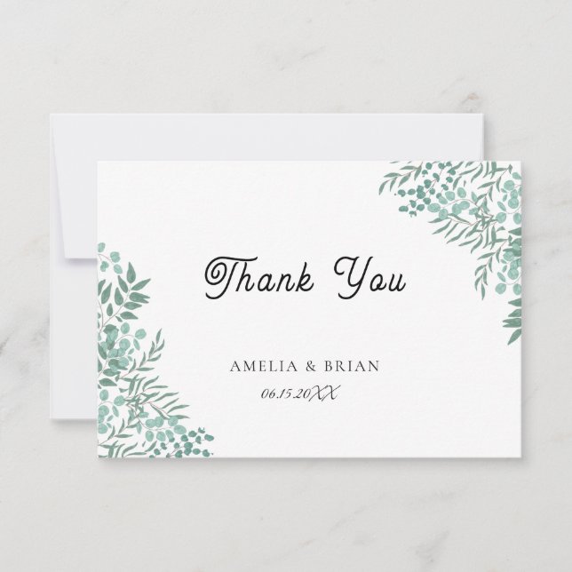 Eucalyptus Rustic Greenery Thank You Card (Front)
