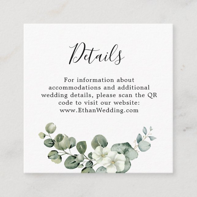 Eucalyptus Rustic Greenery Wedding Enclosure Card (Front)
