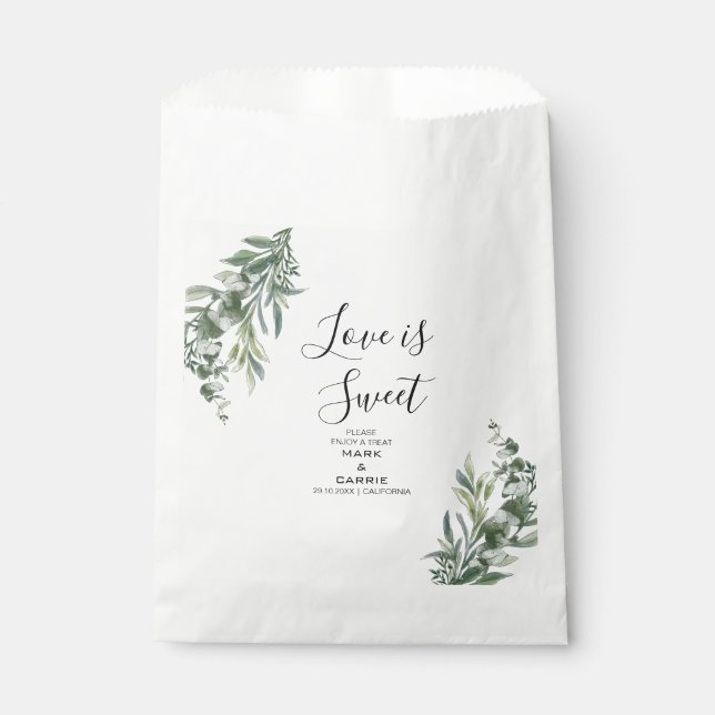 Eucalyptus Rustic Greenery Wedding Favour Bags (Front)
