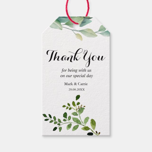 Eucalyptus Rustic Greenery Wedding Gift Tag (Front)