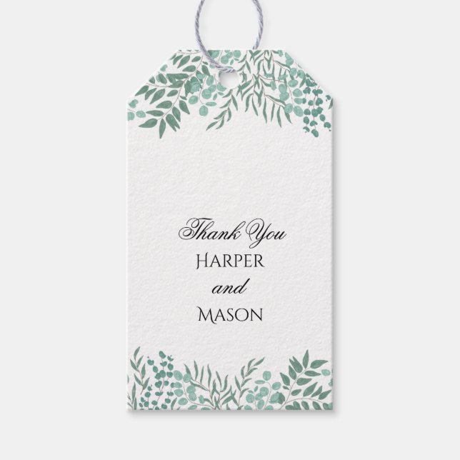 Eucalyptus Rustic Greenery Wedding Gift Tags (Front)