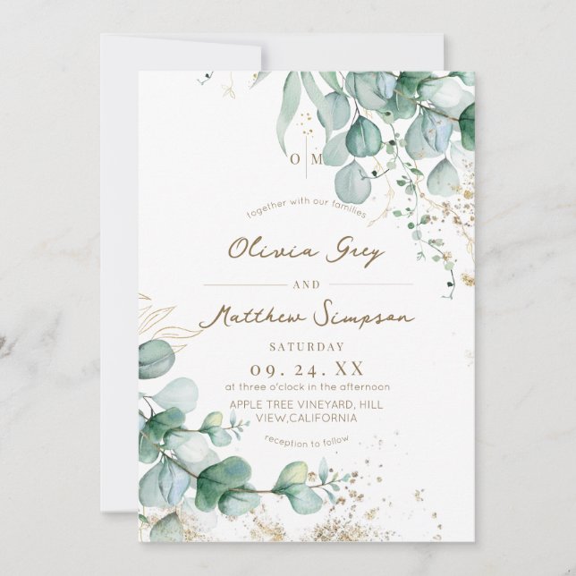  Eucalyptus Rustic Greenery Wedding  Invitation (Front)