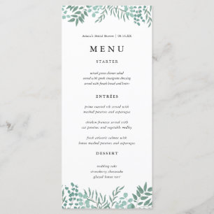 Eucalyptus Rustic Greenery Wedding Menu Cards