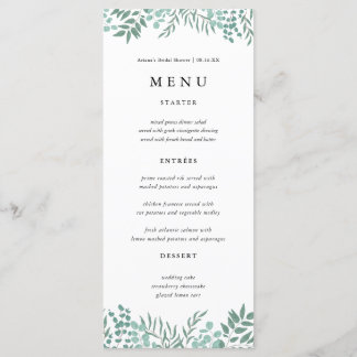 Eucalyptus Rustic Greenery Wedding Menu Cards