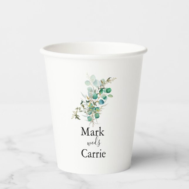 Eucalyptus Rustic Greenery Wedding Paper cup (Front)